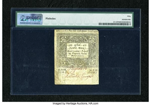 image for: Connecticut June 7, 1776 2s/6d Uncancelled PMG About Uncirculated 50....