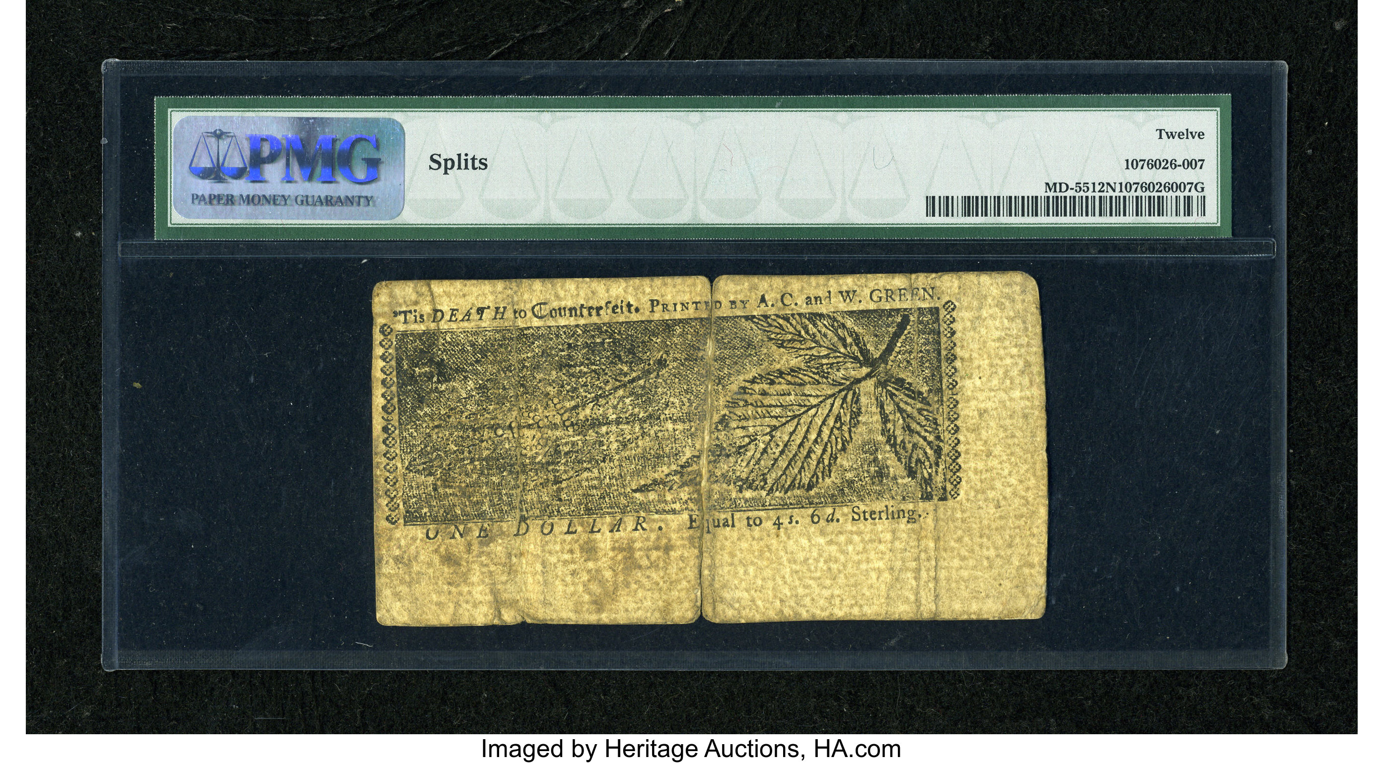 image for: Maryland March 1, 1770 $1 PMG Fine Net 12....