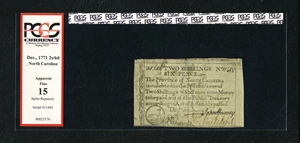 image for: North Carolina December, 1771 2s/6d PCGS Apparent Fine 15....