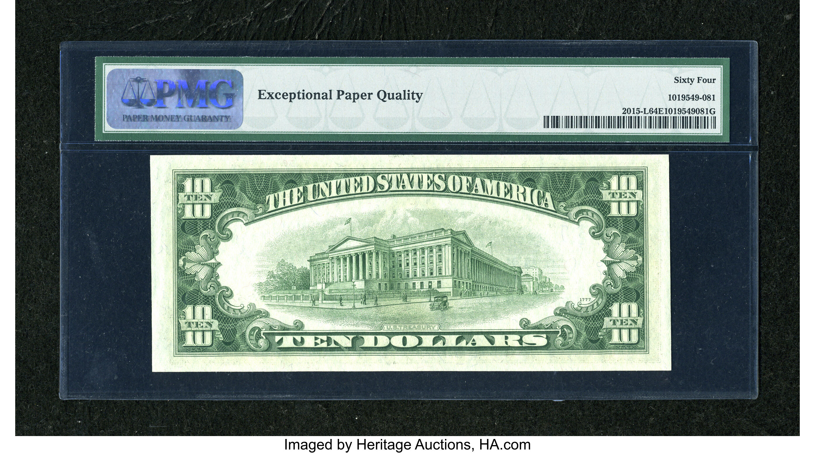 image for: Fr. 2015-L $10 1950E Federal Reserve Note. PMG Choice Uncirculated 64 EPQ....