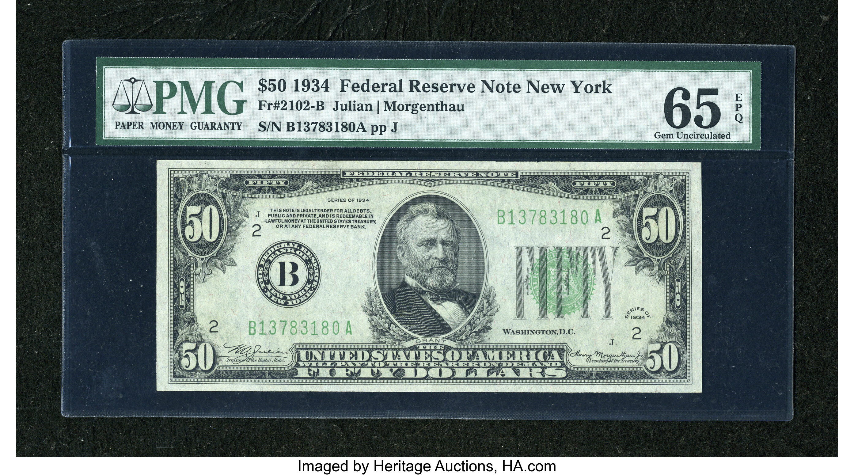 image for: Fr. 2102-B $50 1934 Federal Reserve Note. PMG Gem Uncirculated 65 EPQ....
