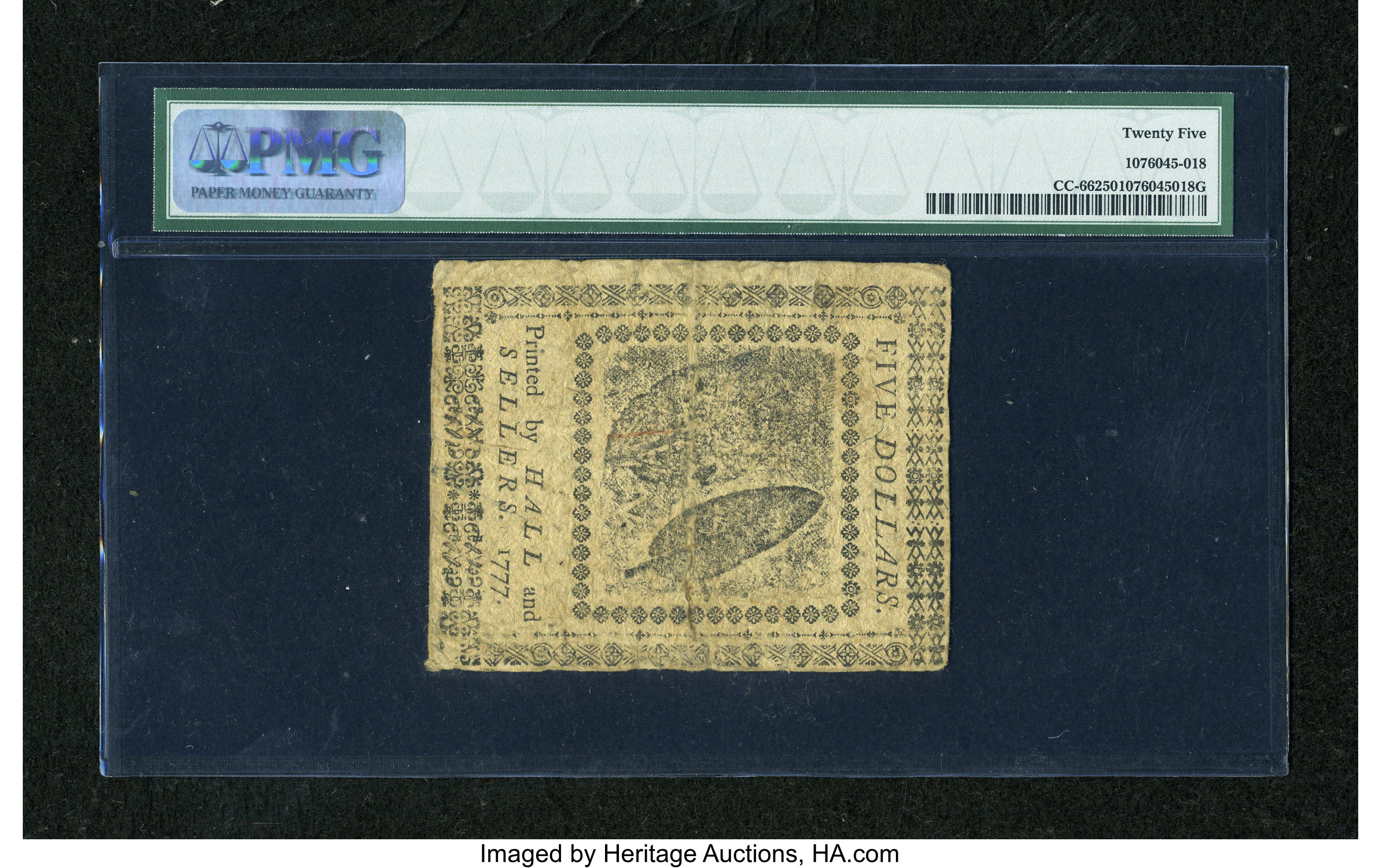 image for: Continental Currency May 20, 1777 $5 PMG Very Fine 25....