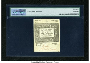 image for: Connecticut June 7, 1776 5s PMG Choice Uncirculated 63....