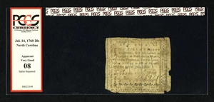 image for: North Carolina July 14, 1760 20s PCGS Apparent Very Good 08....