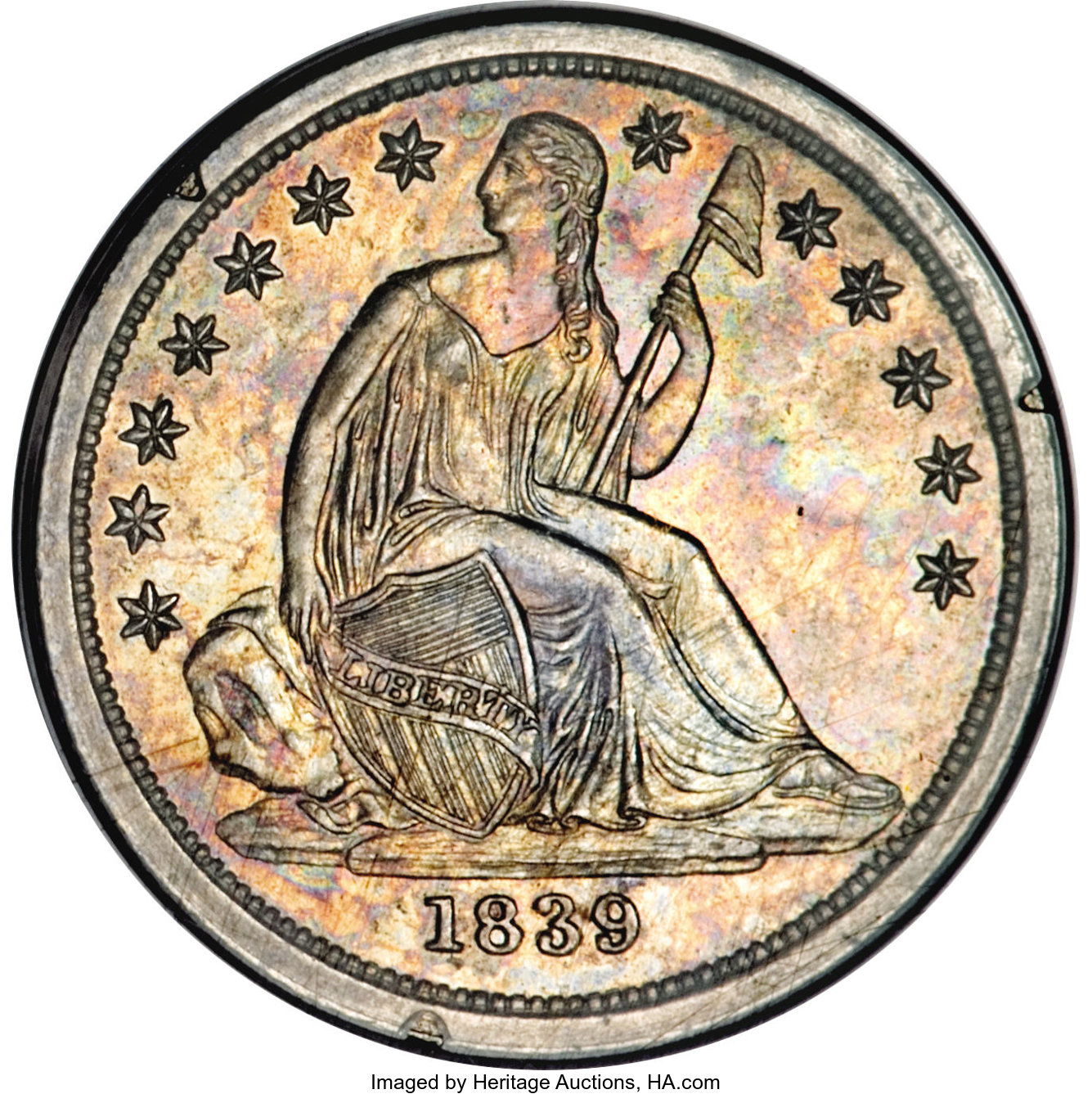 image for: 1839 10C No Drapery PR62 PCGS....