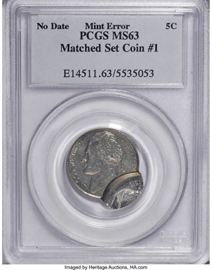 image for: No Date Jefferson nickel--Matched Set-- MS63 PCGS and a 1998-P MS65FS PCGS.... (Total: 2 coins)