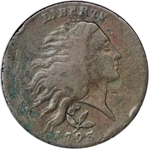 image for: 1793 1C Wreath, Vine and Bars, S-6, B-7, R.3--Corroded--NCS. Fine Details....