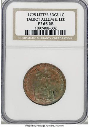 image for: 1795 Cent Talbot, Allum & Lee Cent PR65 Red and Brown NGC....