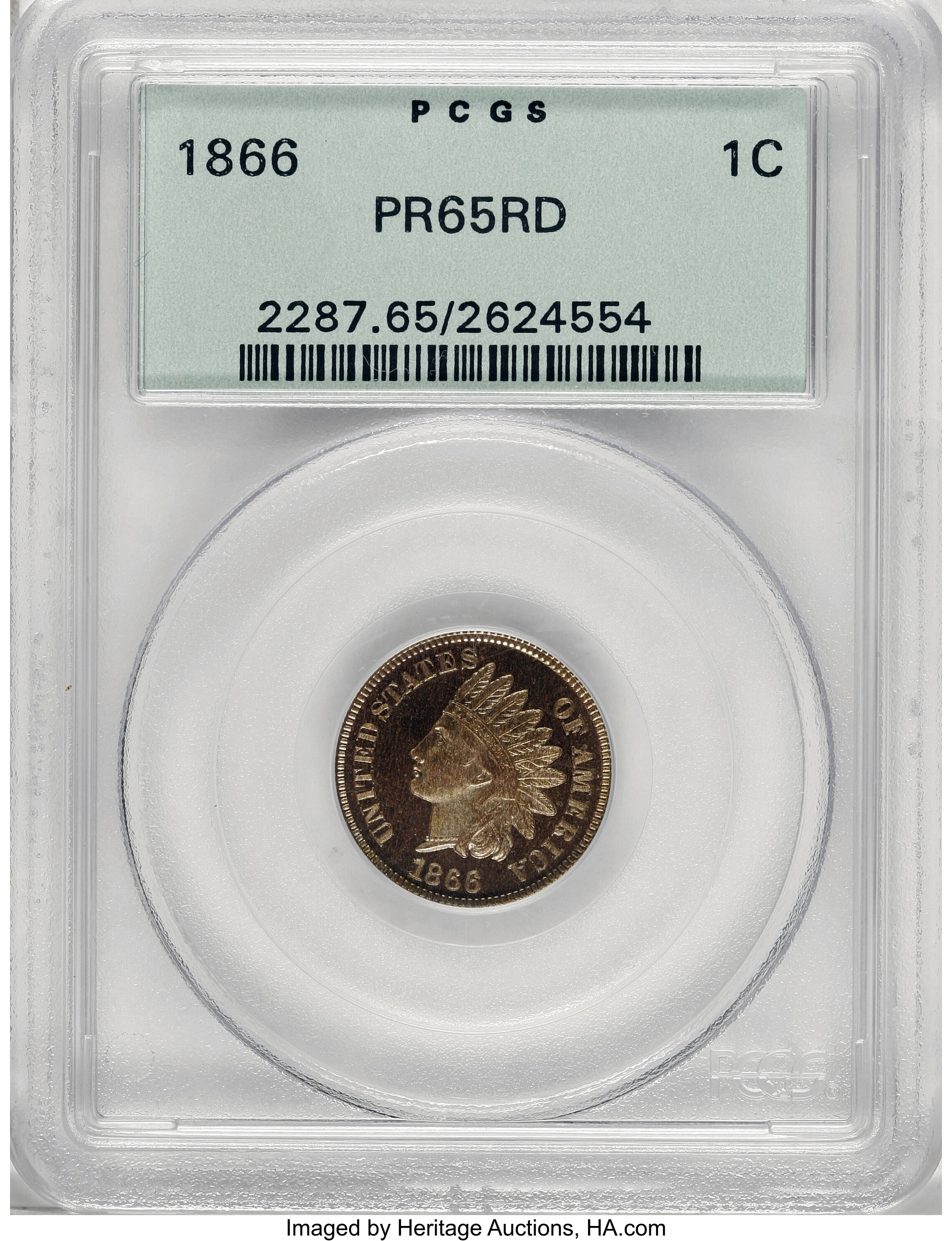 image for: 1866 1C PR65 Red PCGS....