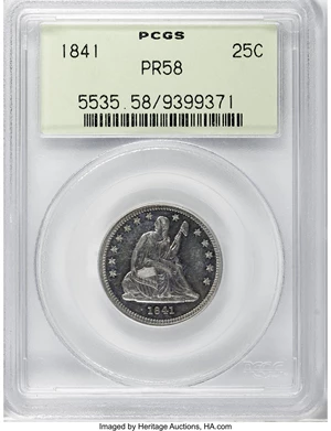 image for: 1841 25C PR58 PCGS....
