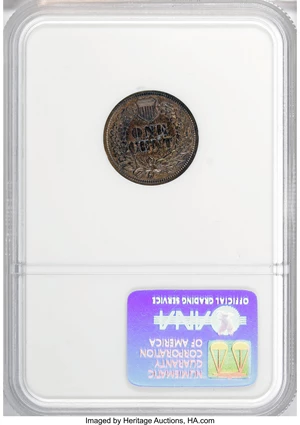 image for: 1865 1C PR64 Brown NGC. NGC Census: (14/7). PCGS Population (7/3). Mintage: 500. Numismedia Wsl. Price for NGC/PCGS coin in...