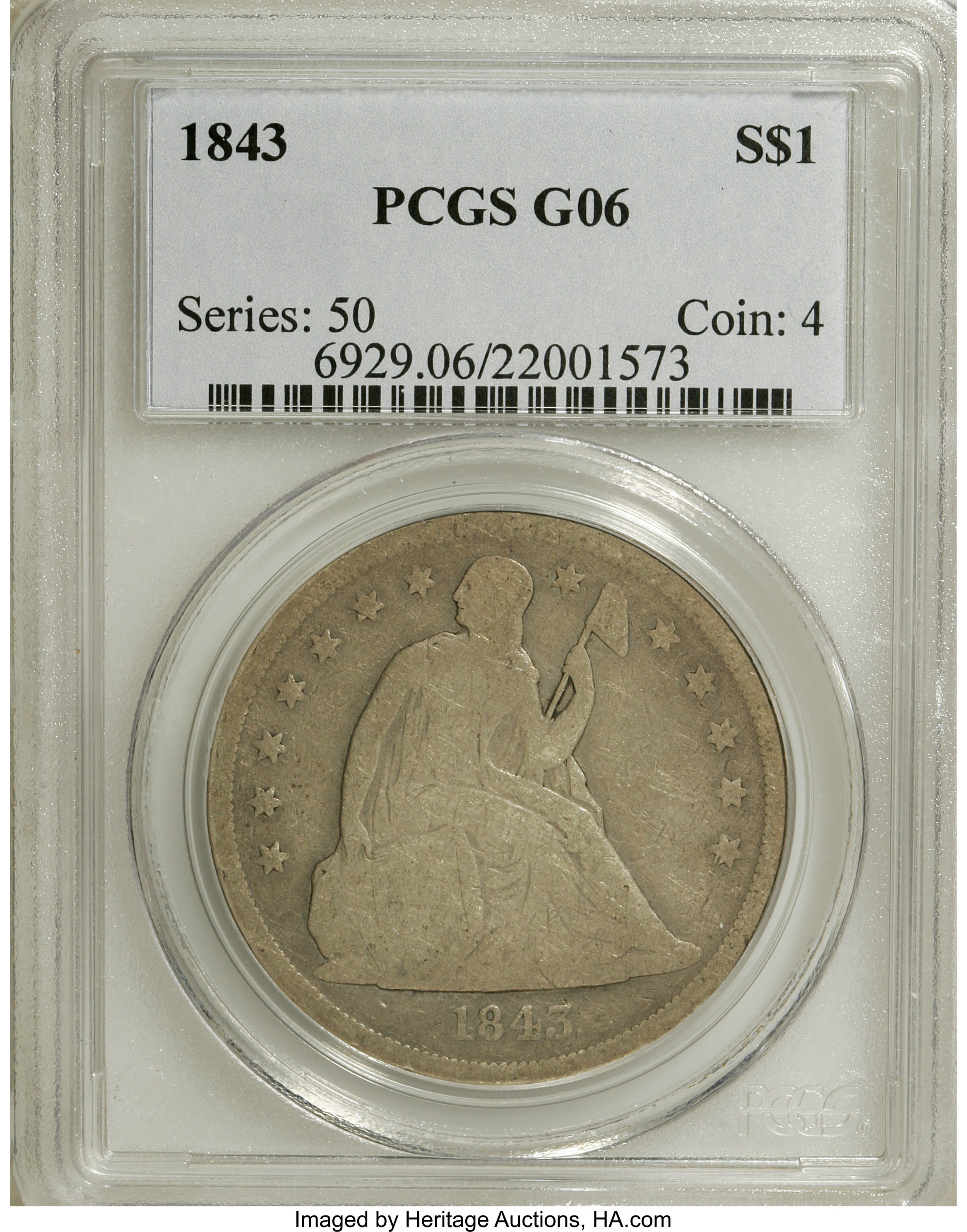 1843 $1 AG3 CAC thumbnail 7
