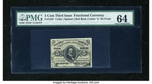 image for: Fr. 1237 5c Third Issue PMG Choice Uncirculated 64....