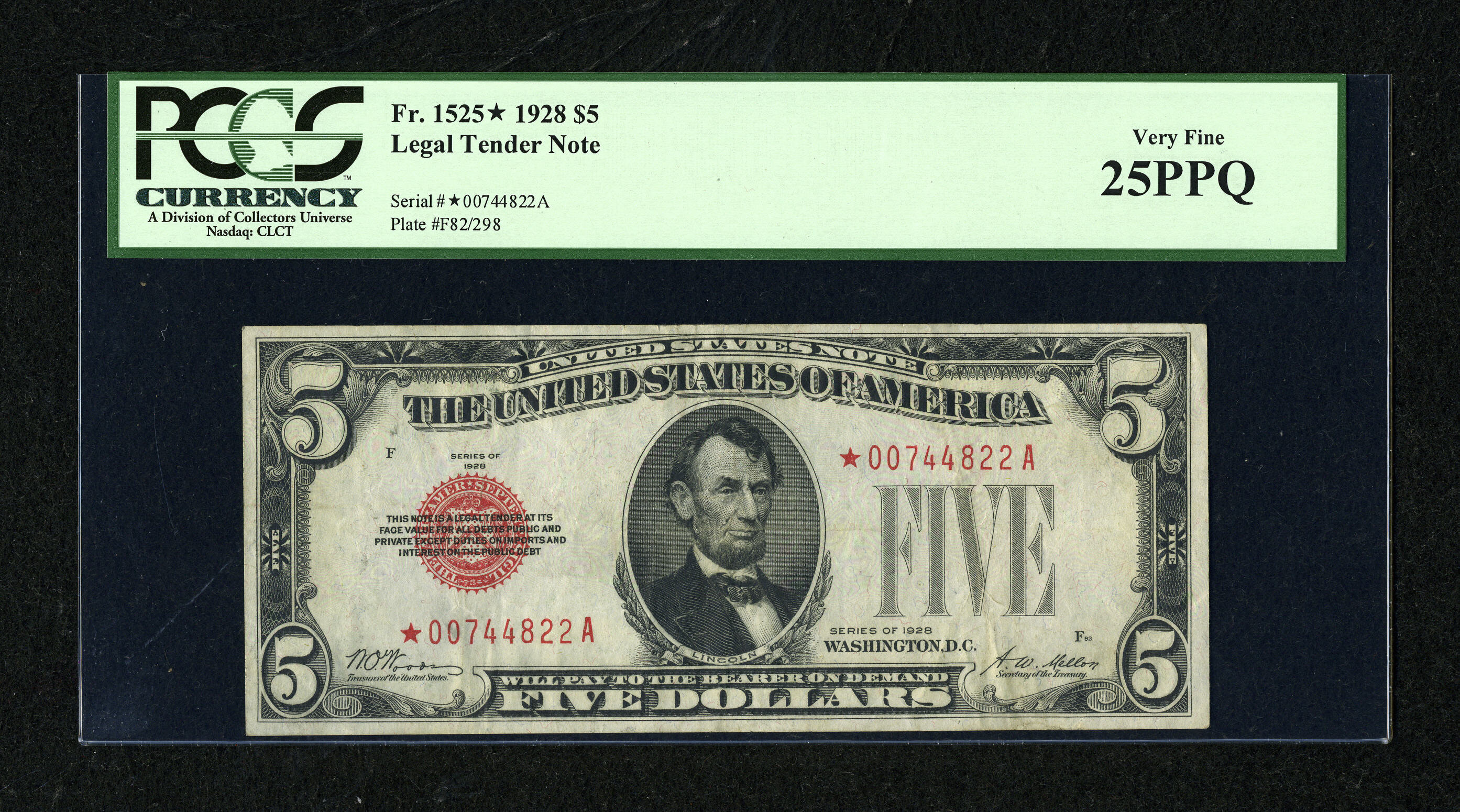 image for: Fr. 1525* $5 1928 Legal Tender Star Note. PCGS Very Fine 25PPQ....