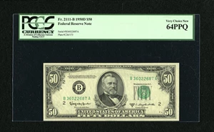 image for: Fr. 2111-B $50 1950D Federal Reserve Note. PCGS Very Choice New 64PPQ....
