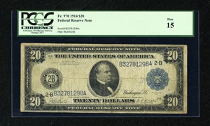 image for: Fr. 970 $20 1914 Federal Reserve Note PCGS Fine 15....