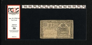 image for: New York April 15, 1758 £10 PCGS Apparent About New 50....
