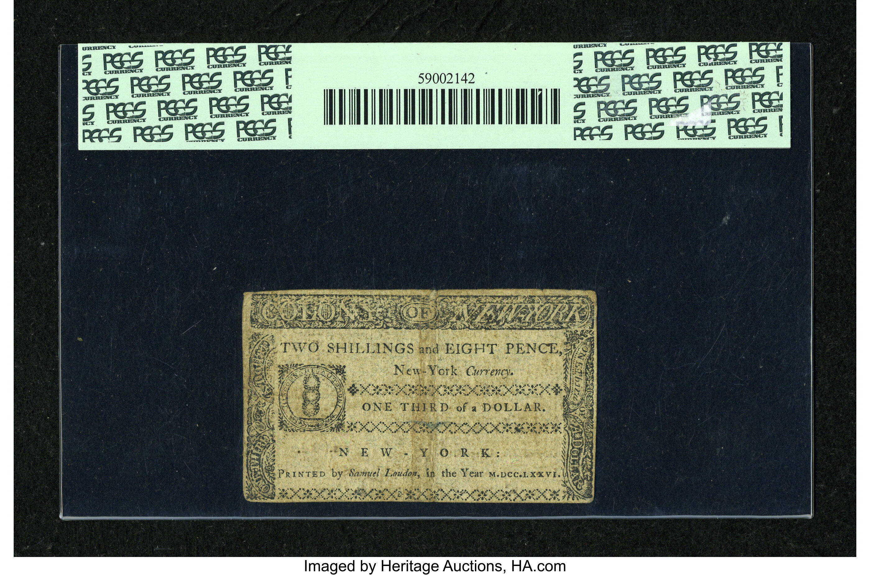 image for: New York March 5, 1776 $1/3 PCGS Very Fine 25....