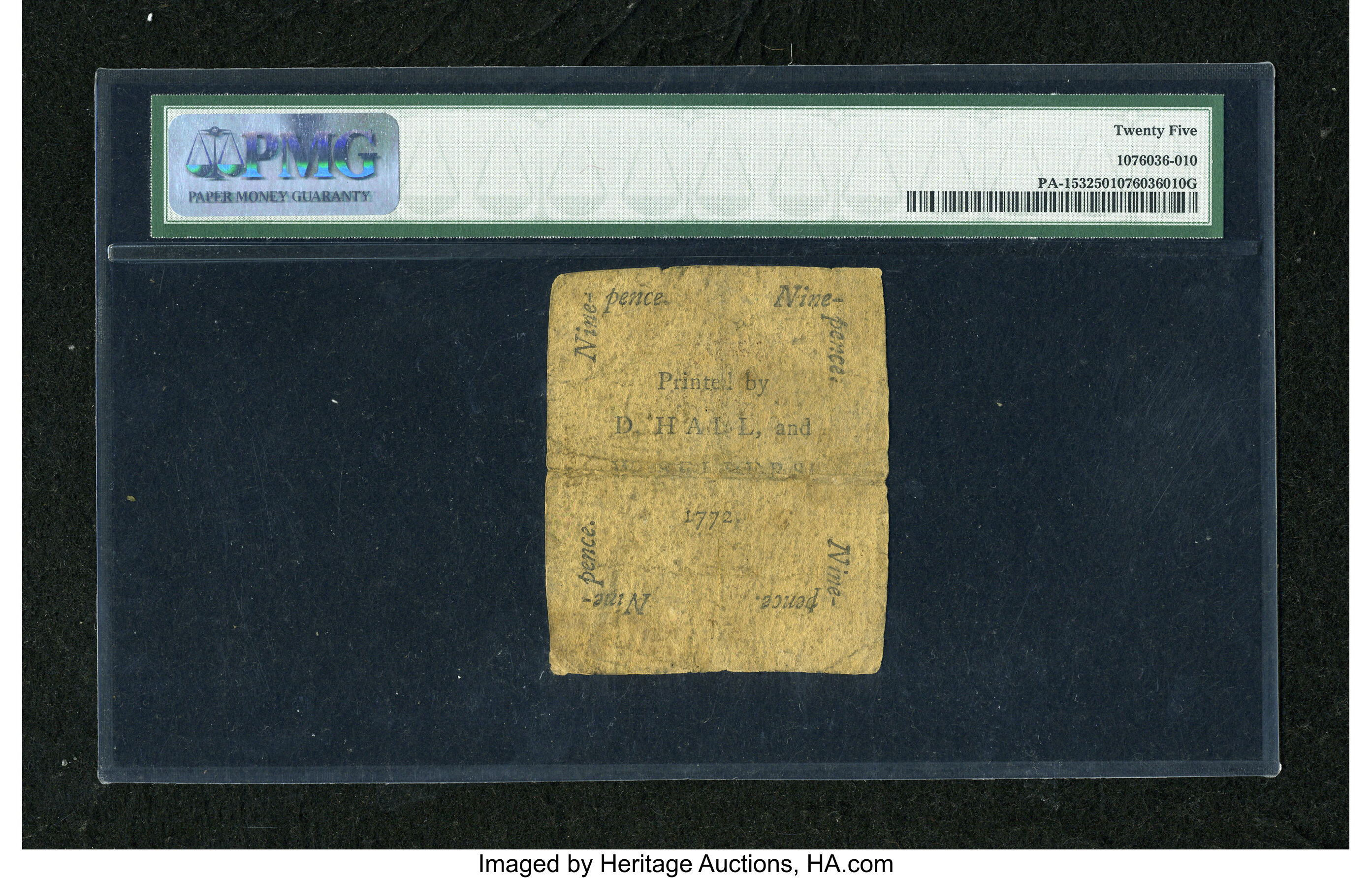 image for: Pennsylvania April 3, 1772 9d PMG Very Fine 25....