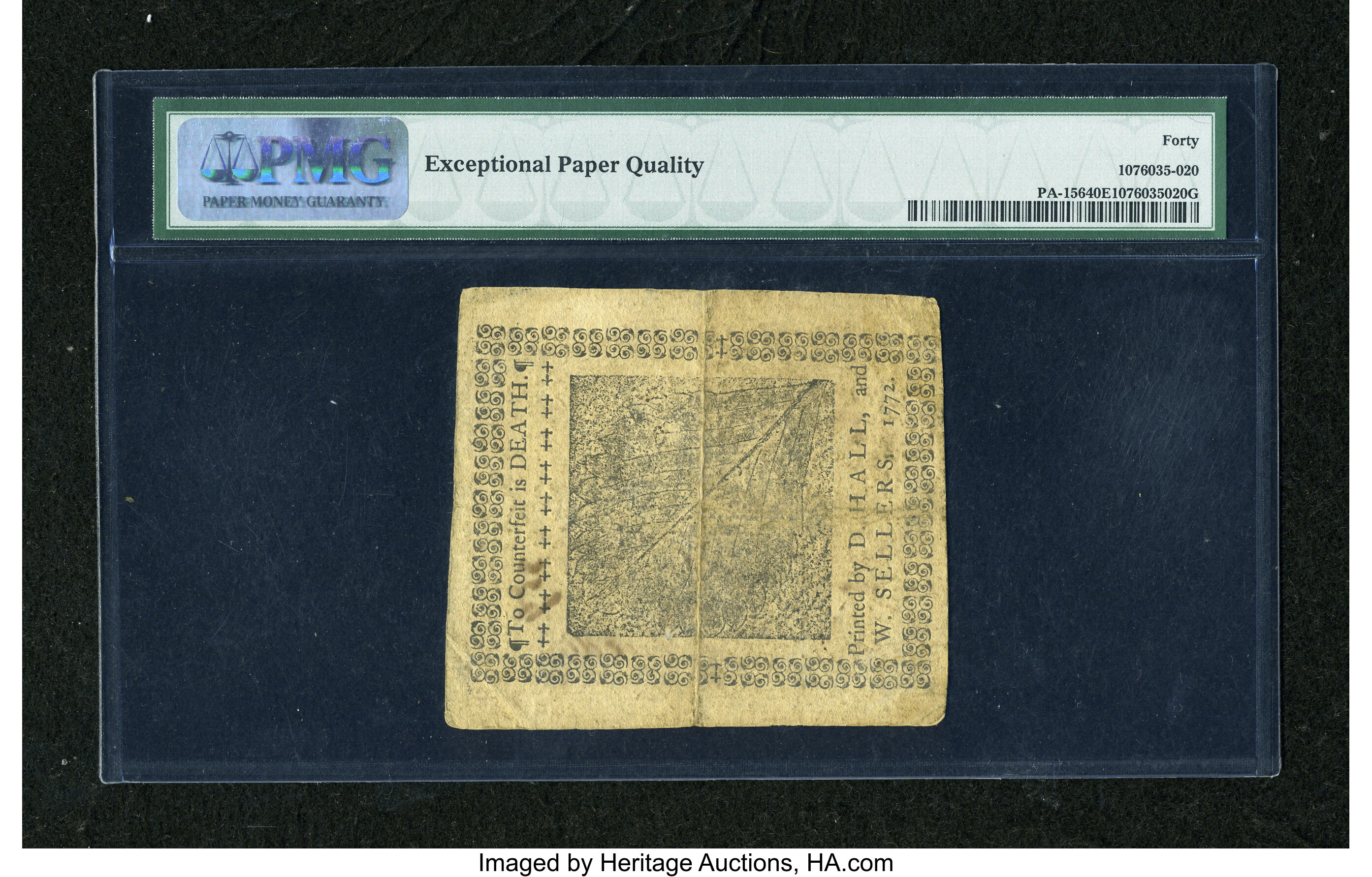 image for: Pennsylvania April 3, 1772 2s PMG Extremely Fine 40 EPQ....