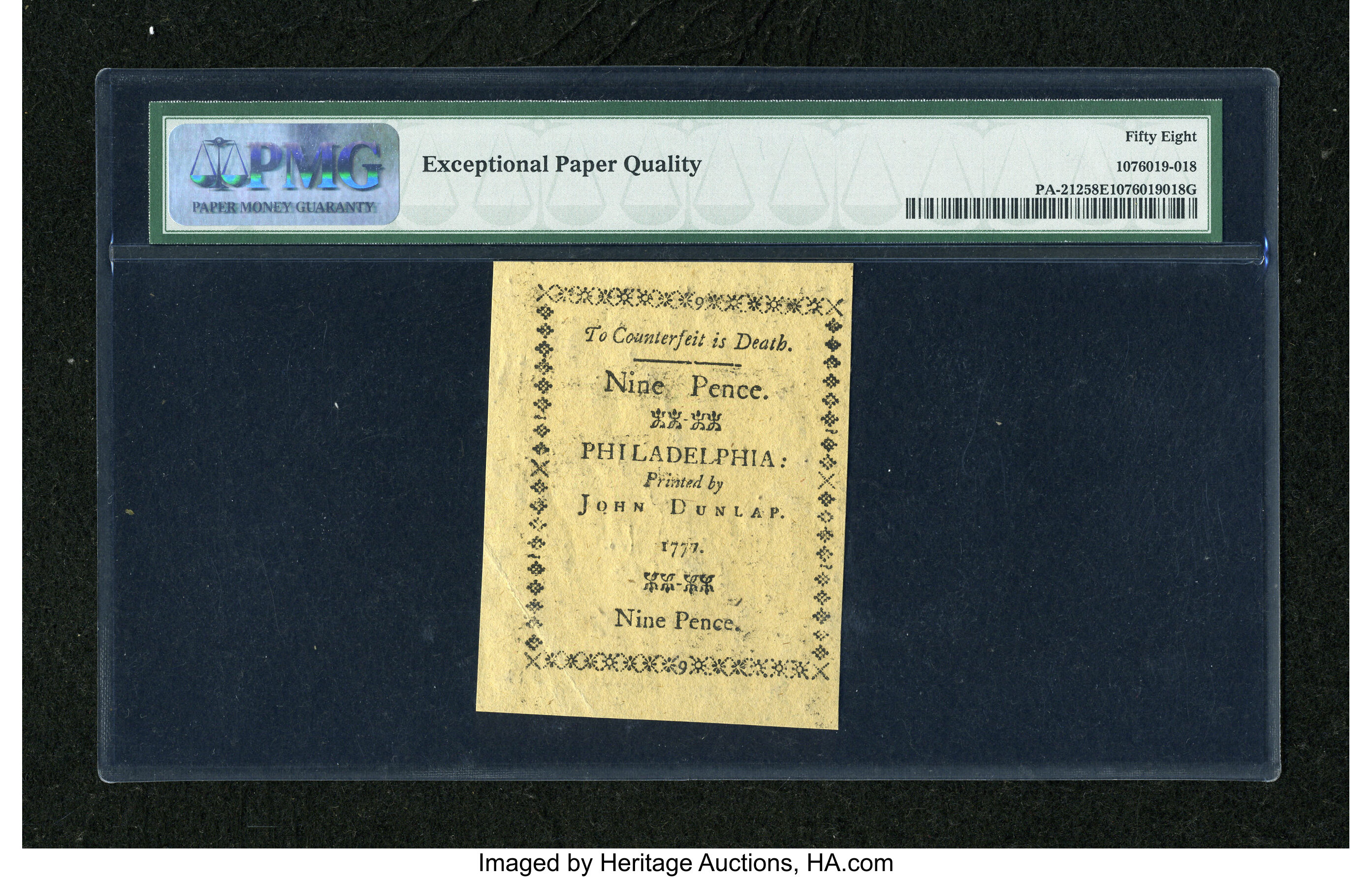 image for: Pennsylvania April 10, 1777 9d PMG Choice About Unc 58PPQ....