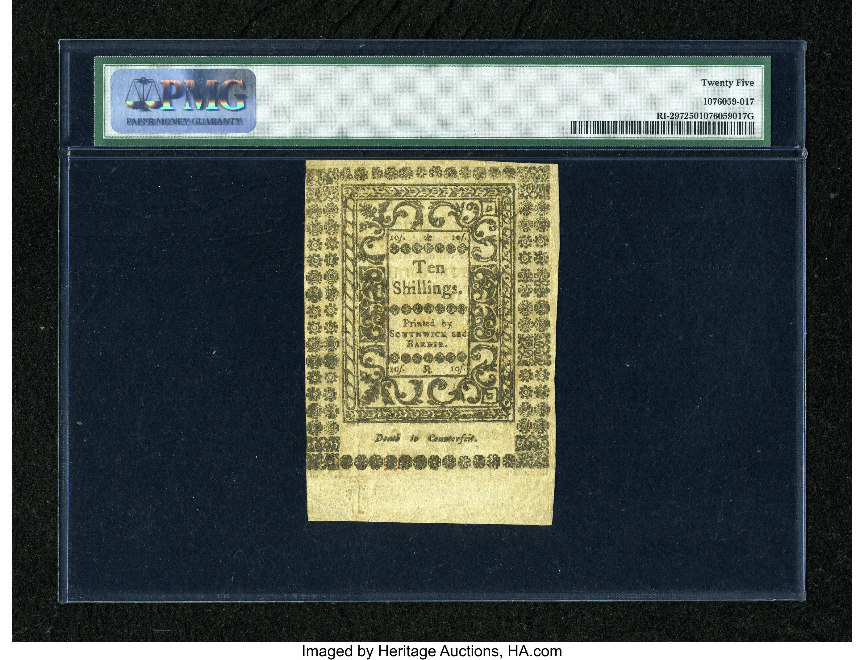 image for: Rhode Island May 1786 10s PMG Very Fine 25....