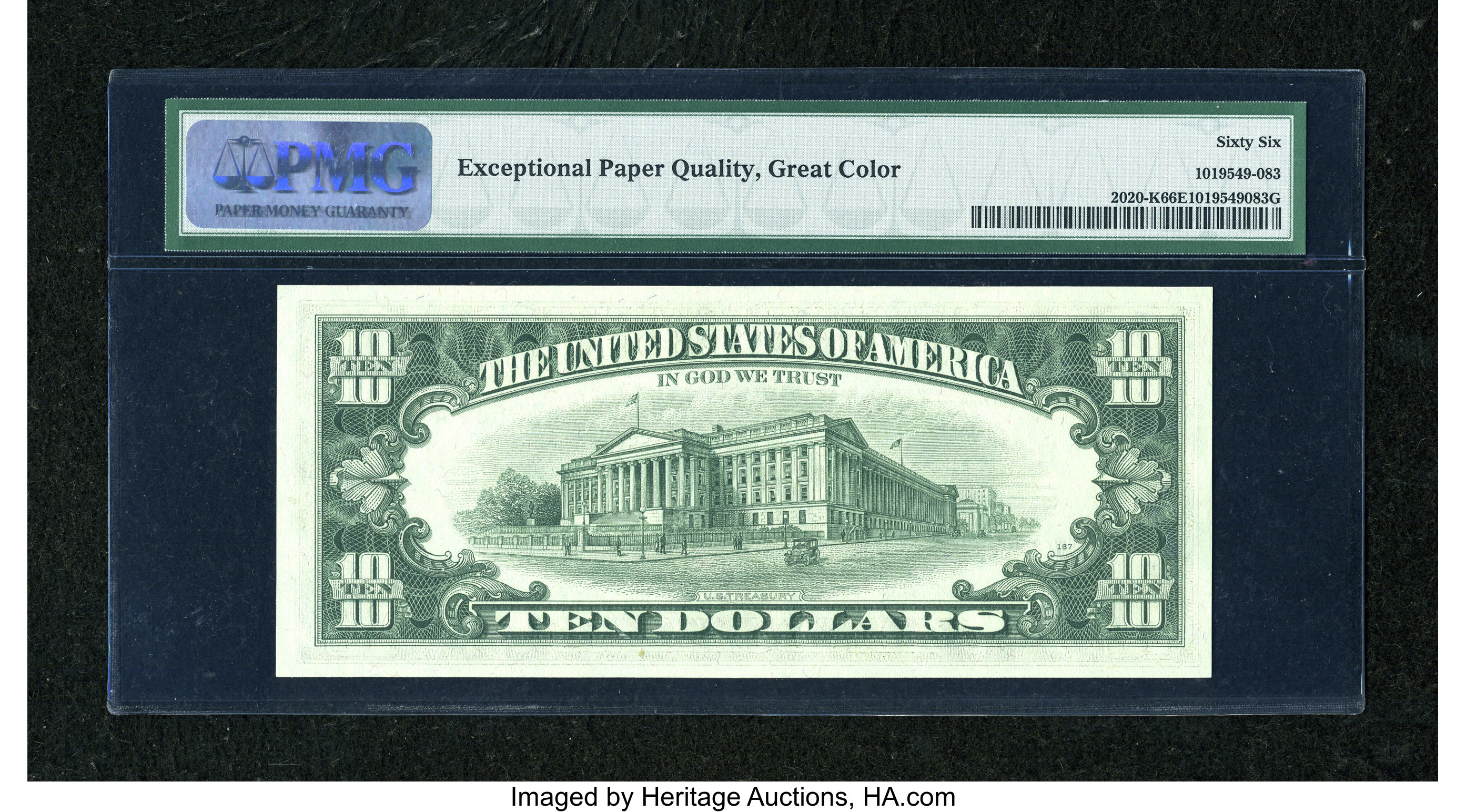 image for: Fr. 2020-K $10 1969B Federal Reserve Note. PMG Gem Uncirculated 66 EPQ....