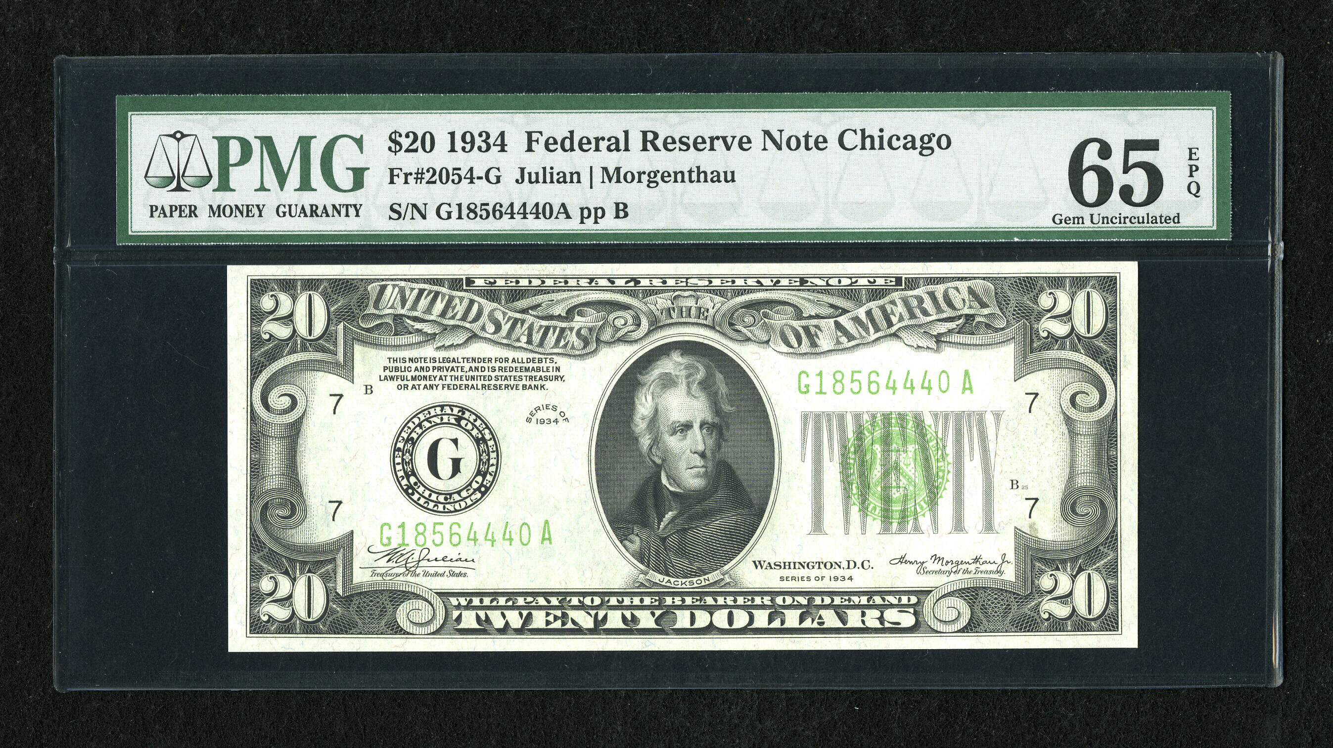 image for: Fr. 2054-G $20 1934 Federal Reserve Note. PMG Gem Uncirculated 65 EPQ....