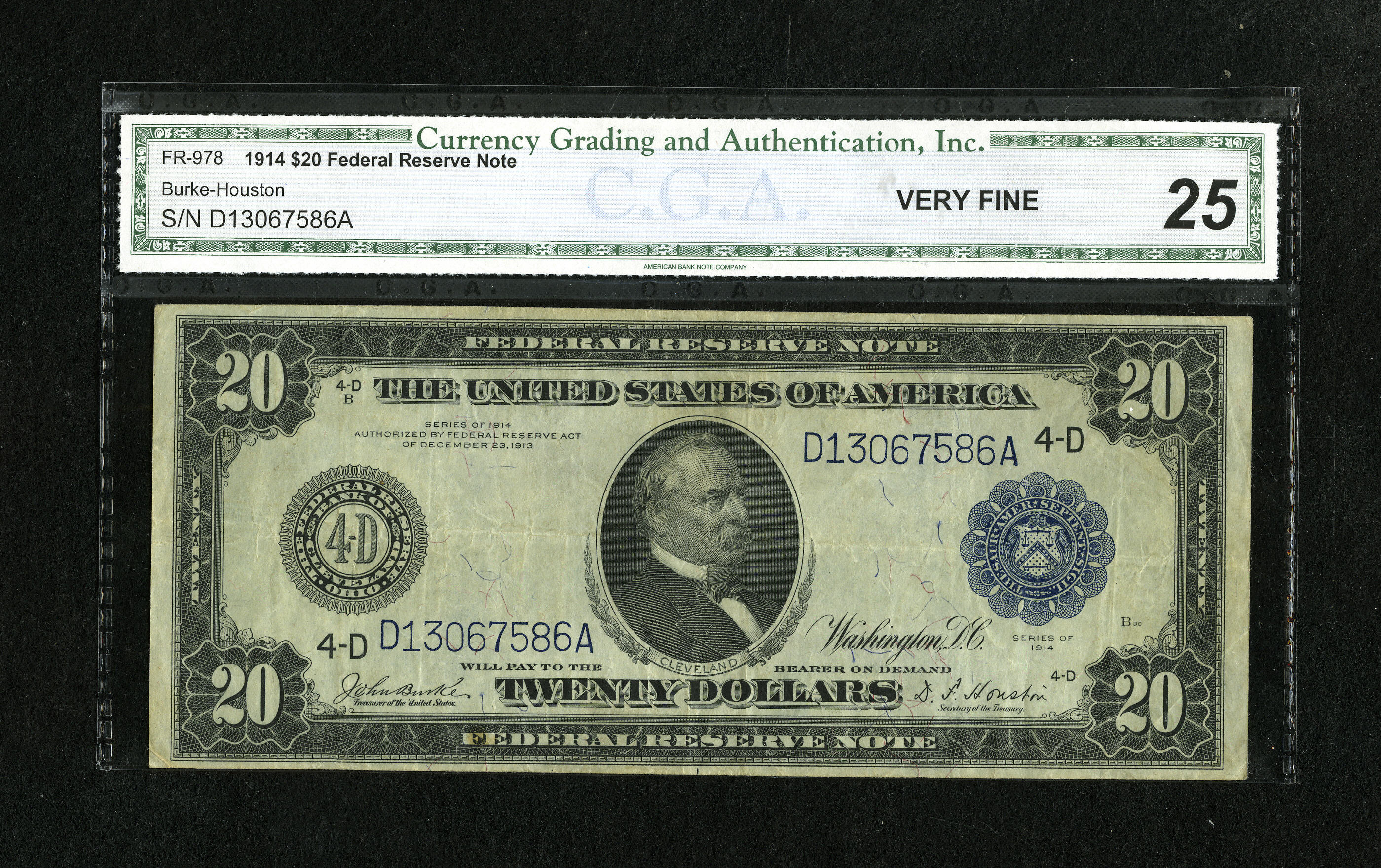 image for: Fr. 978 $20 1914 Federal Reserve Note CGA Very Fine 25....