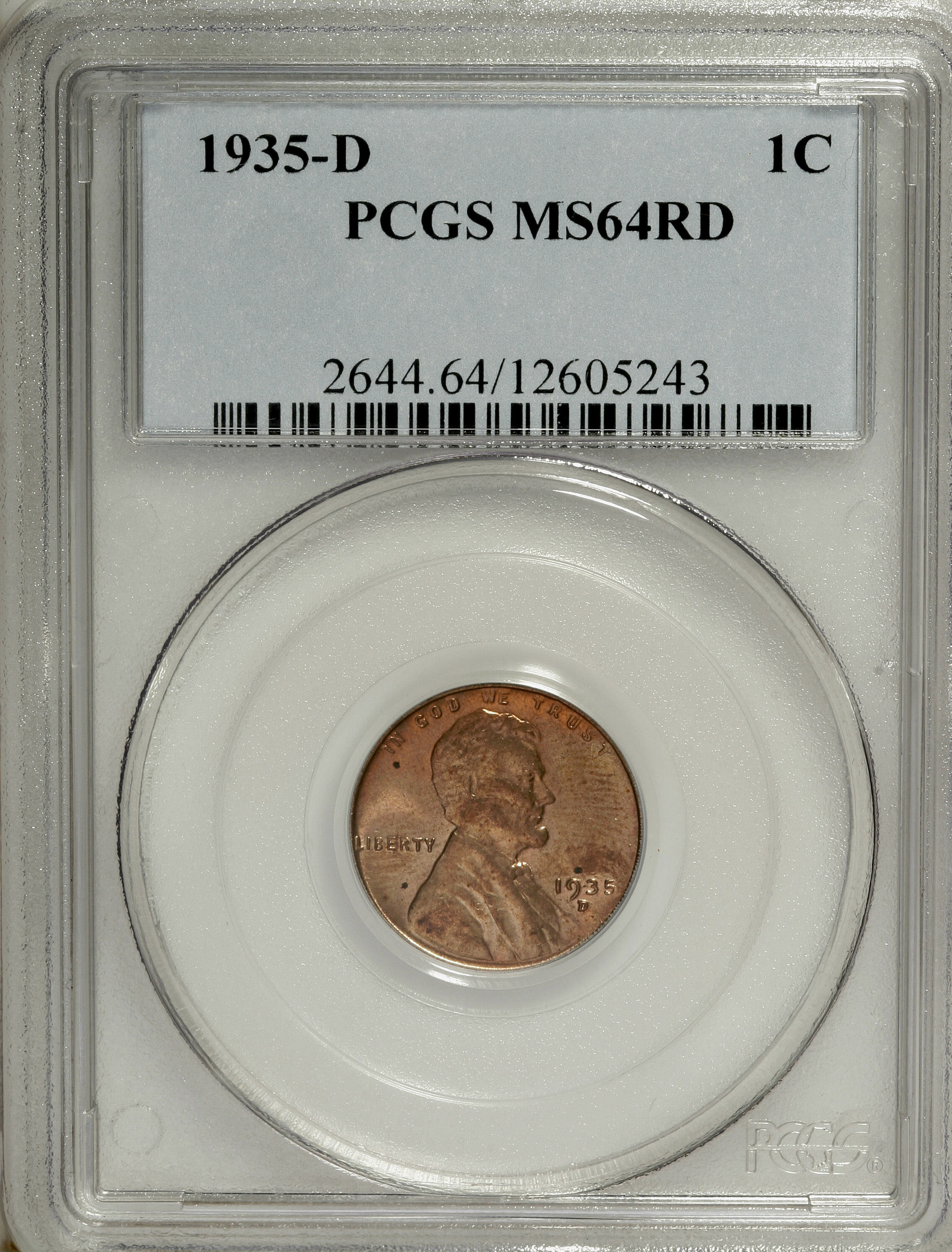 1935-D 1C MS64 Red PCGS. PCGS Population (41/1158). NGC Census: (24/953). Mintage: 47,000,000. Numismedia Wsl. Price for NG...