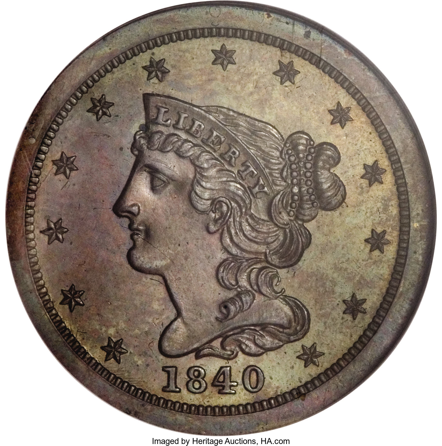 image for: 1840 1/2 C Second Restrike PR63 Brown NGC....