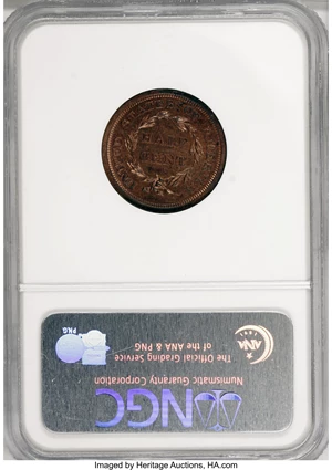 image for: 1852 1/2 C Restrike, Small Berries PR63 Red and Brown NGC....