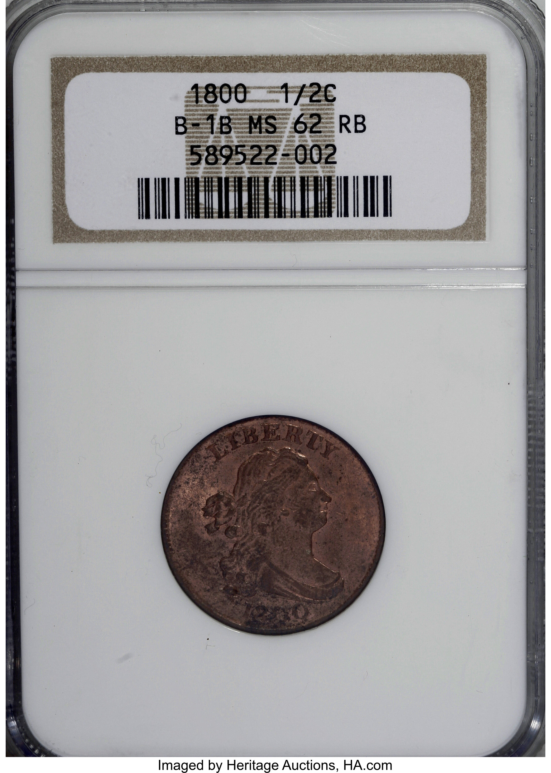 1800 1/2c MS RB MS62 RB CAC thumbnail 10
