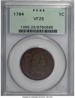 image for: 1794 1C Head of 1794, S-65, B-51, R.1 VF25 PCGS....