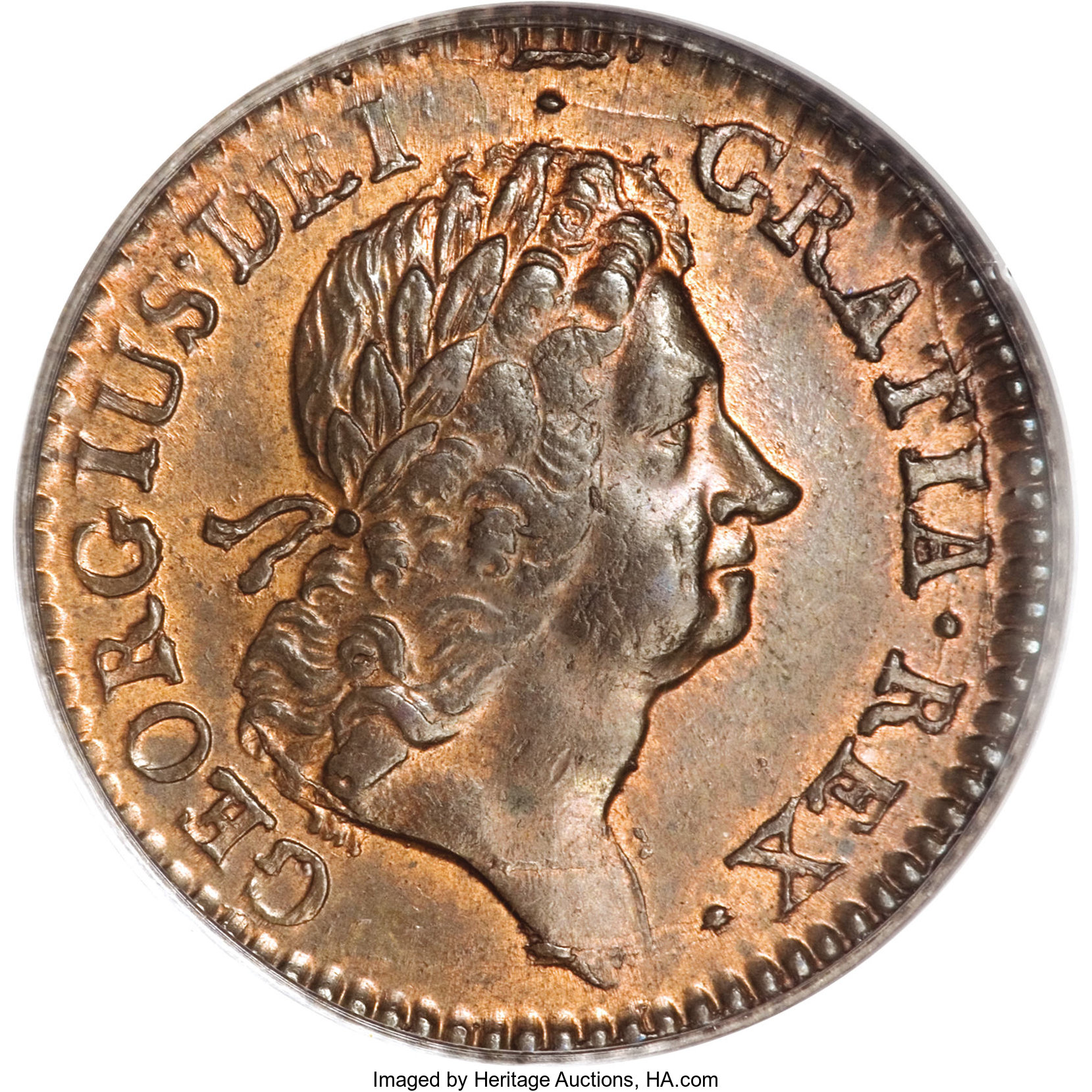 image for: 1724 1/2P Hibernia Halfpenny MS65 Red and Brown PCGS....