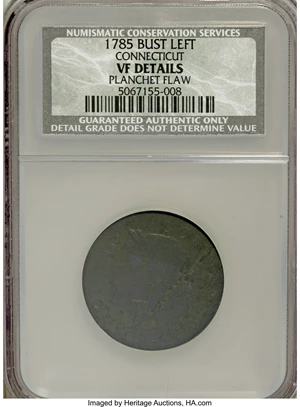 image for: 1785 COPPER Connecticut Copper, Bust Left--Planchet Flaw--NCS, VF Details,... (Total: 2 coins)