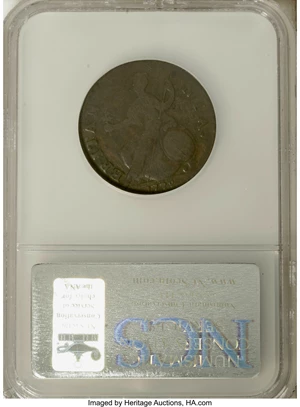image for: 1747 1/2P Machin's Mills Halfpenny--Corroded--NCS, VF Details,... (Total: 2 coins)