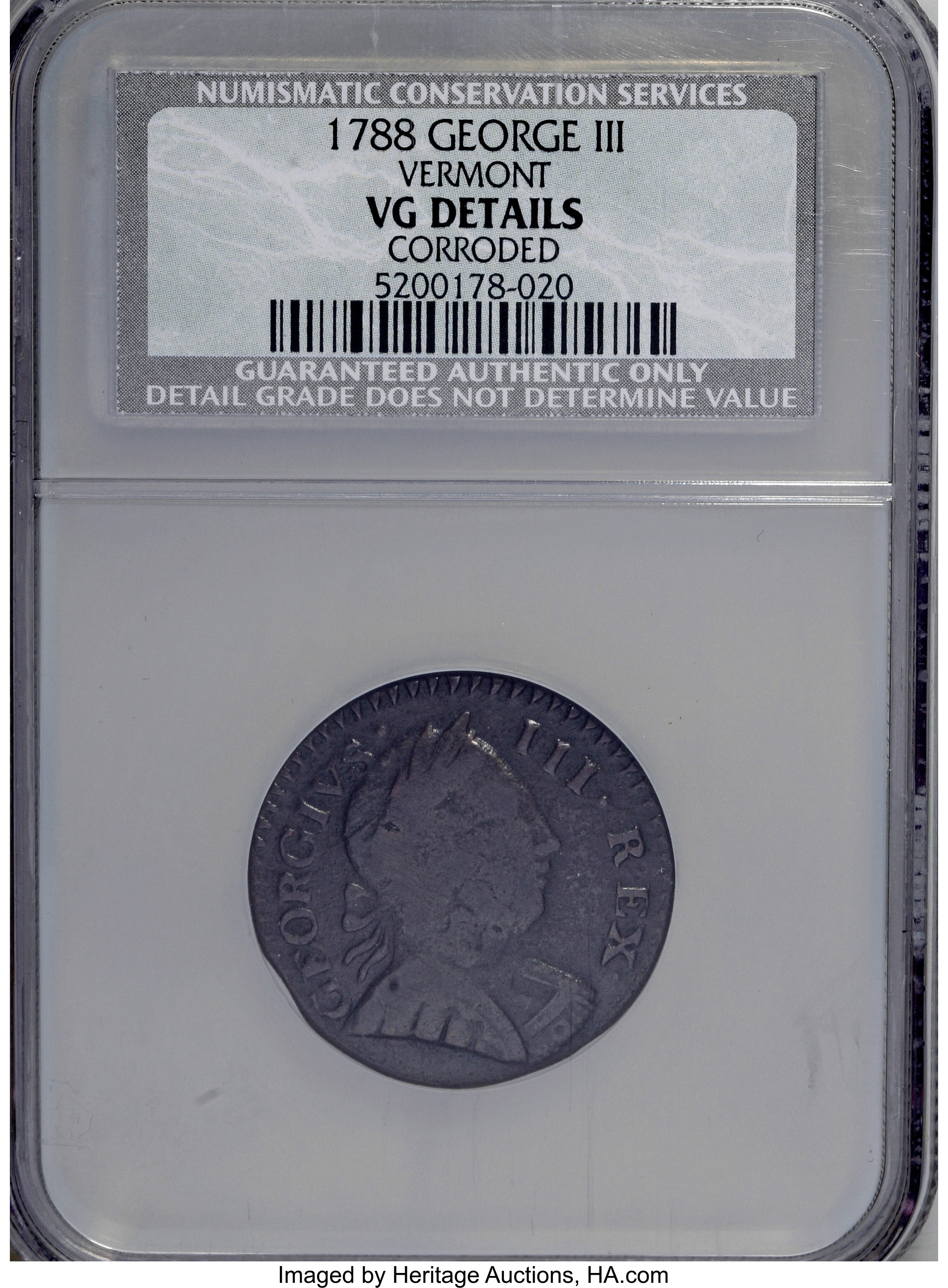 image for: 1788 COPPER Vermont Copper, GEORGIVS III REX--Corroded--NCS. VG Details....