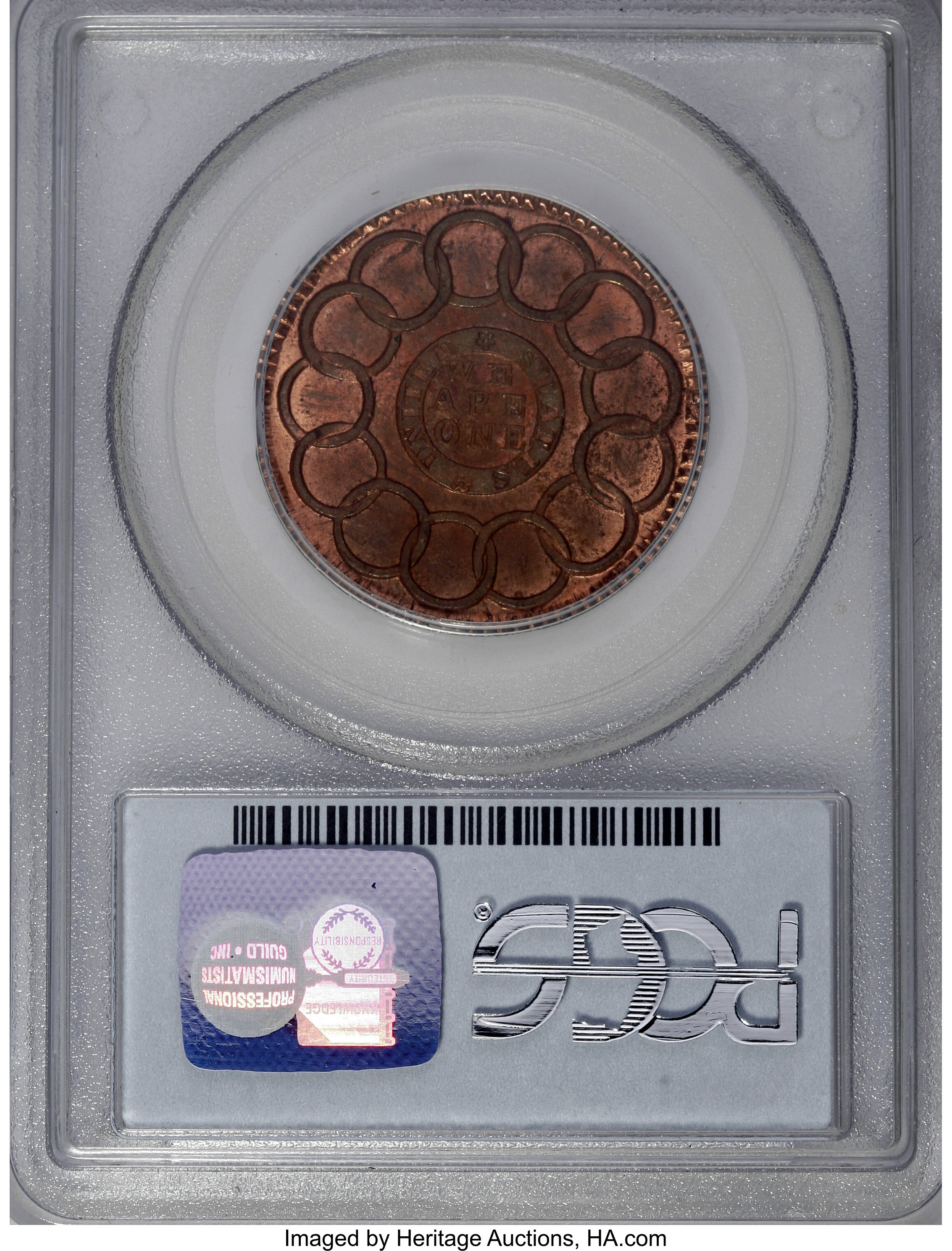 image for: 1787 1C Fugio Cent, New Haven Restrike, Copper MS66 Red and Brown PCGS....