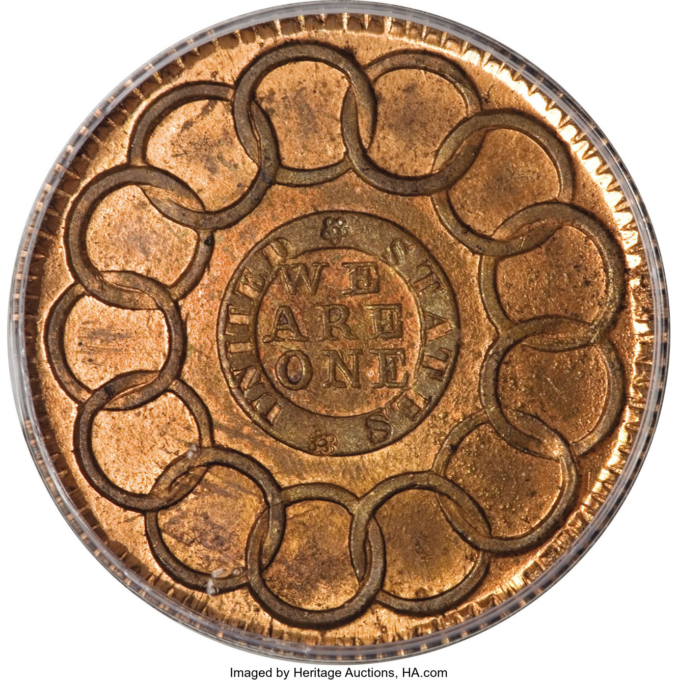 image for: 1787 1C Fugio Cent, New Haven Restrike, Copper MS66 Red and Brown PCGS....