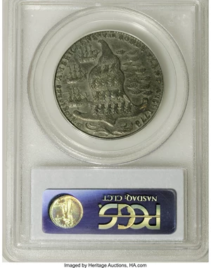 image for: 1778-1779 TOKEN Rhode Island Ship Token, Wreath Below, Pewter AU55 PCGS....