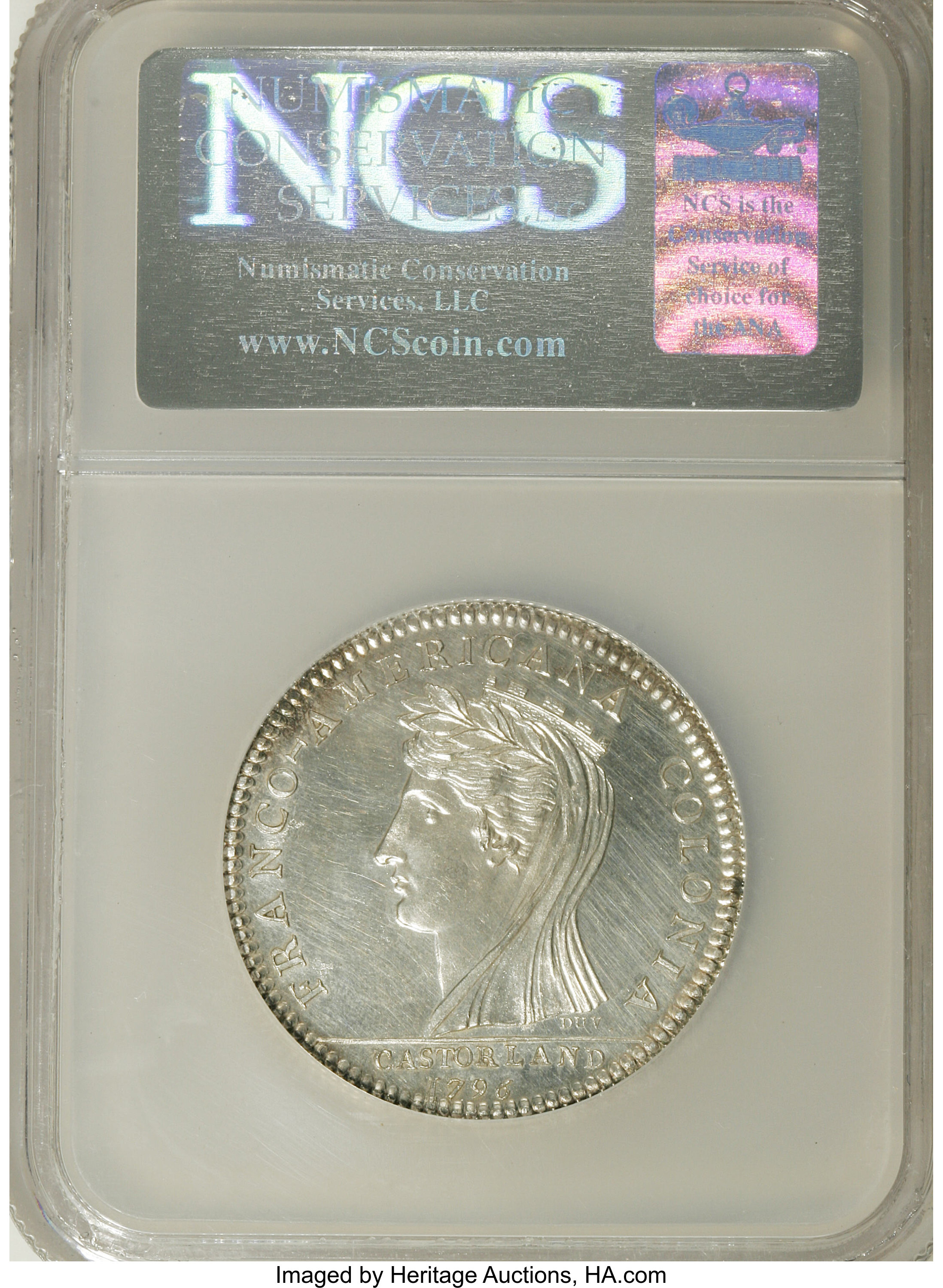 image for: Restrike 1796 MEDAL Castorland Medal, Silver--Improperly Cleaned--NCS. Unc. Details....