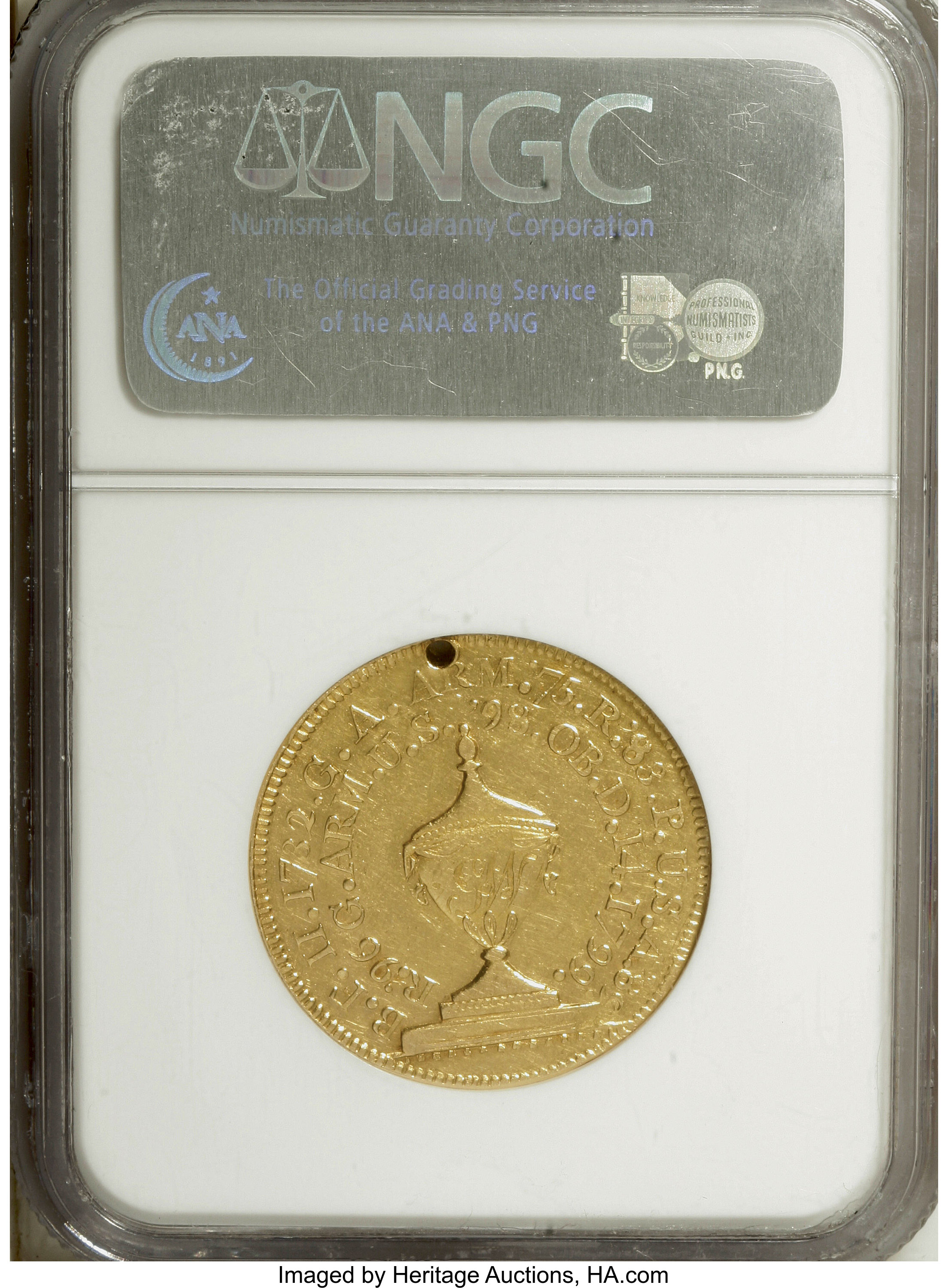 image for: 1799 MEDAL Gold Funeral Urn Medal AU55 NGC....