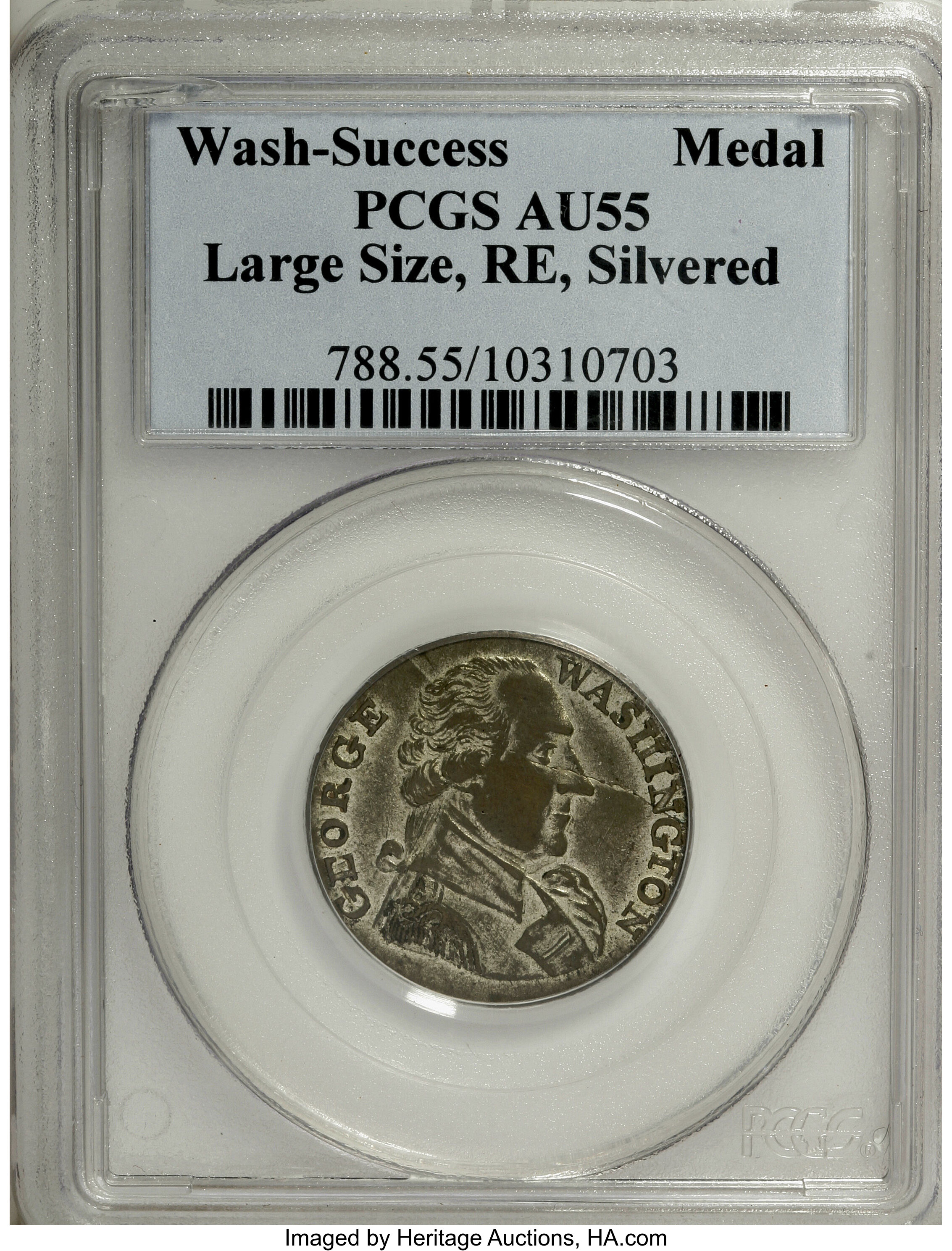 image for: Undated MEDAL Washington Success Medal, Large Size, Reeded Edge, Silvered AU55 PCGS....