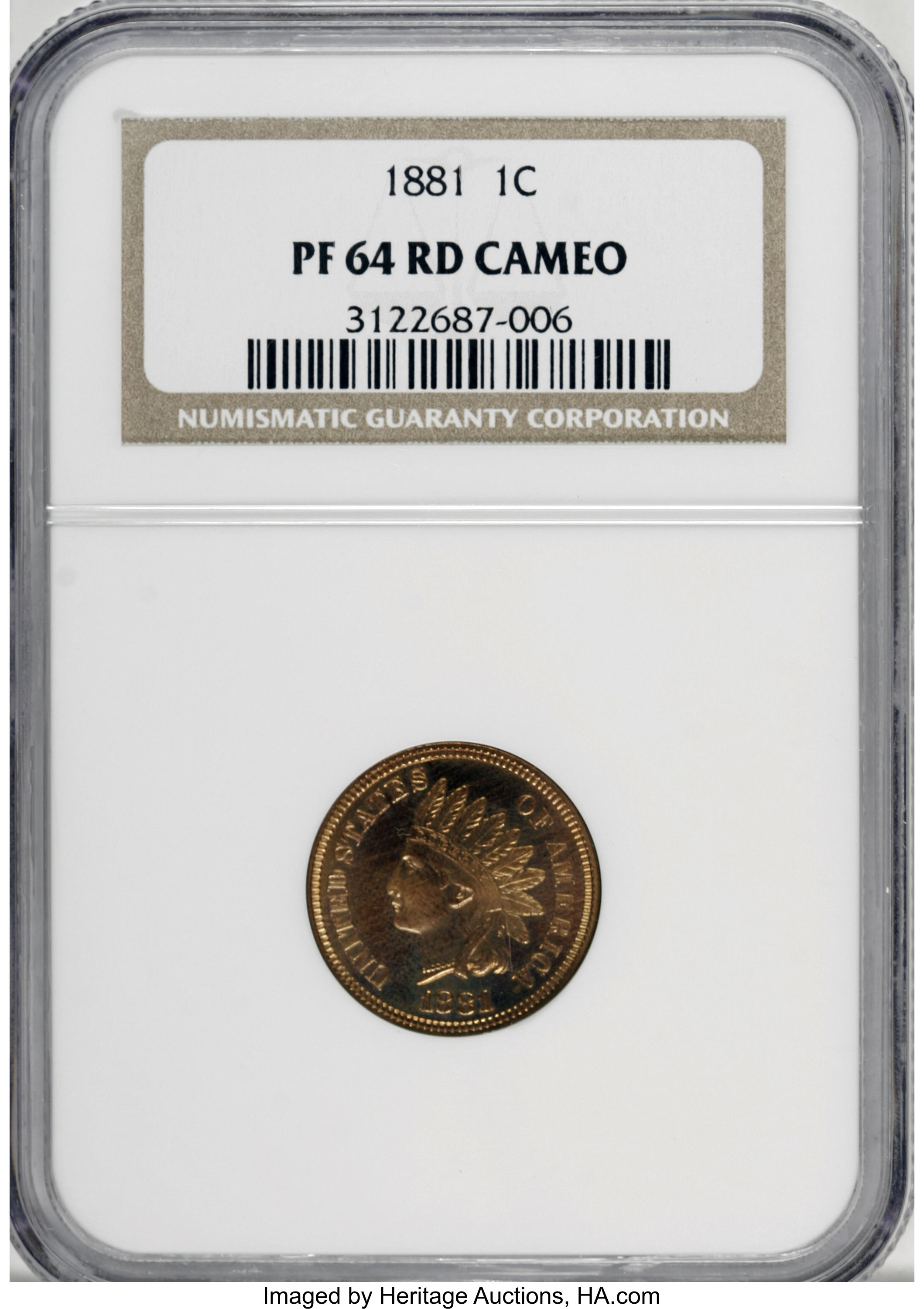 image for: 1881 1C PR64 Red Cameo NGC....
