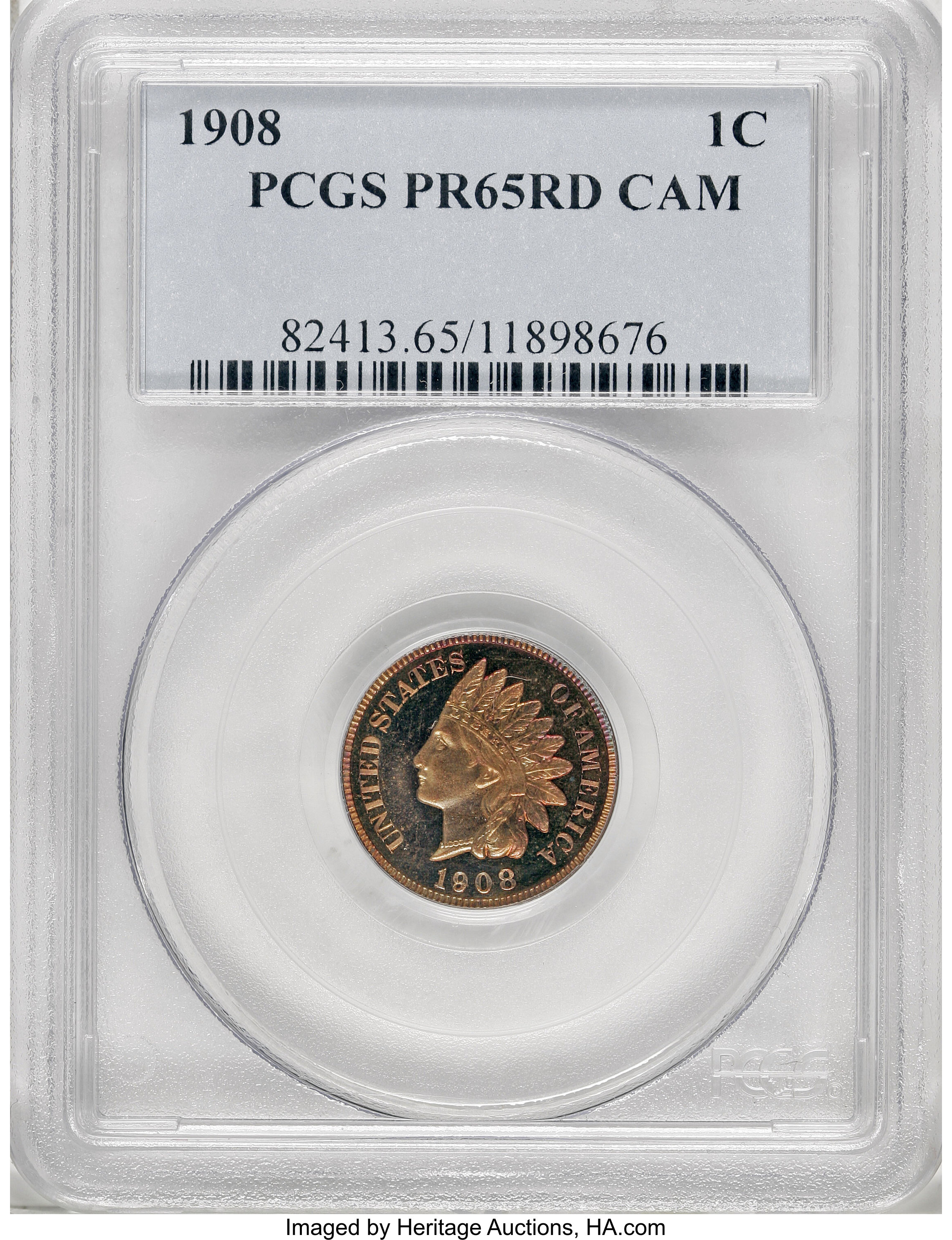 image for: 1908 1C PR65 Red Cameo PCGS....