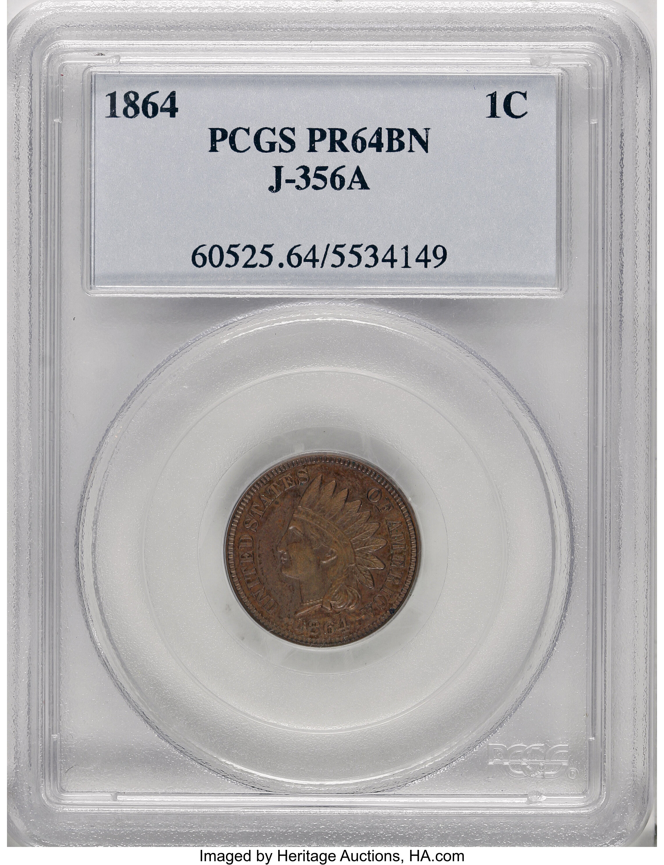 image for: 1864 1C One Cent, Judd-356A, Pollock-427, Low R.6, PR64 Brown PCGS....