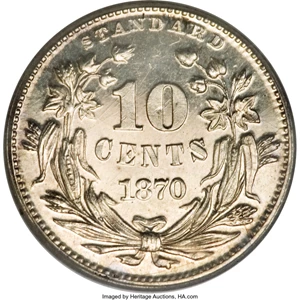 image for: 1870 10C Standard Silver Ten Cents, Judd-850, Pollock-957, High R.6, PR64 PCGS....