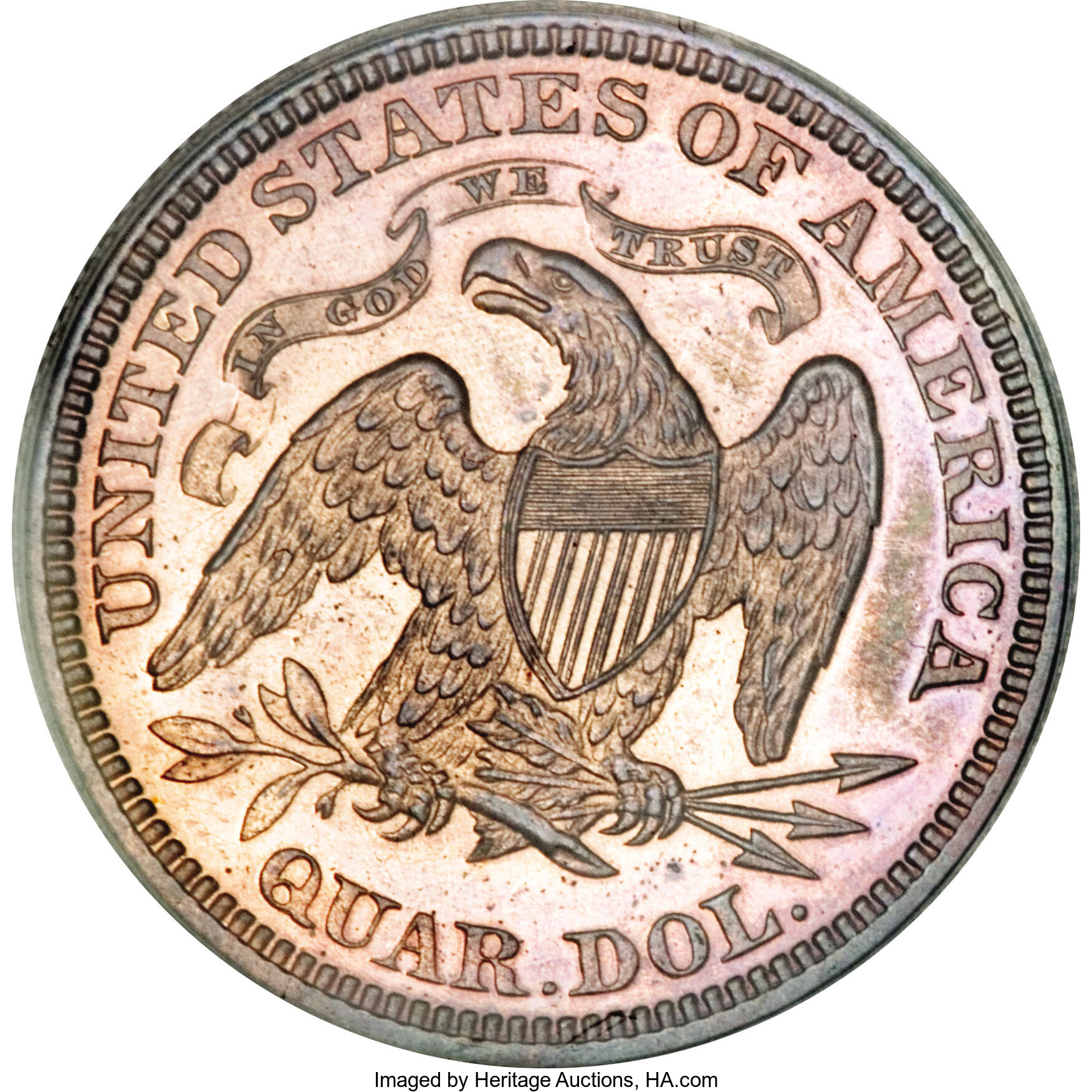 image for: 1870 25C Quarter Dollar, Judd-884, Pollock-982, High R.6, PR64 Red and Brown PCGS....