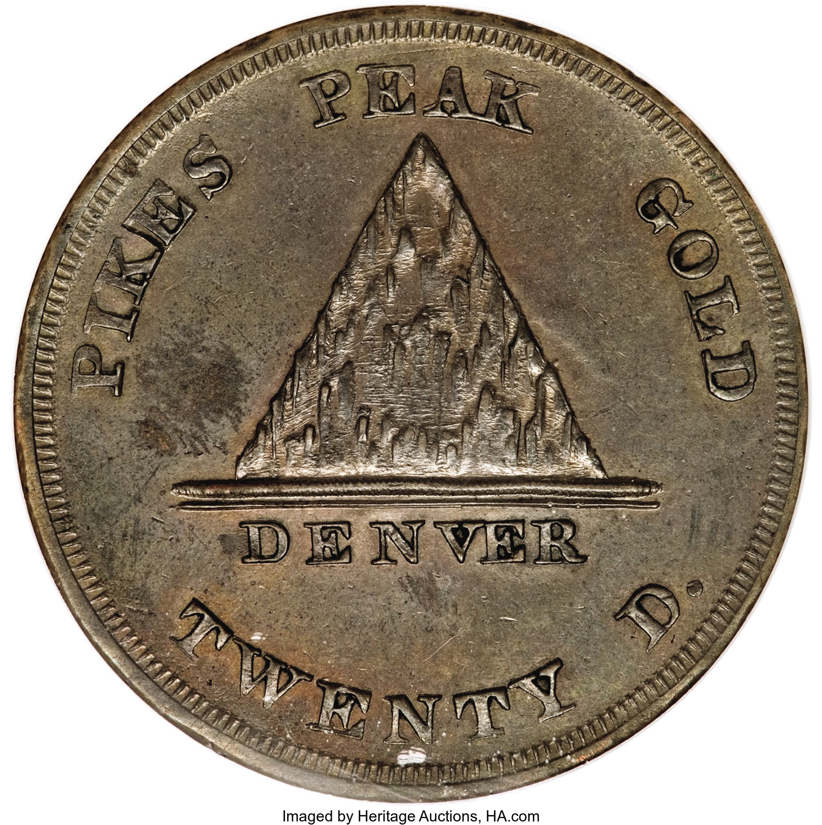 image for: 1860 $20 Clark, Gruber $20 Copper Die Trial MS62 Brown NGC....